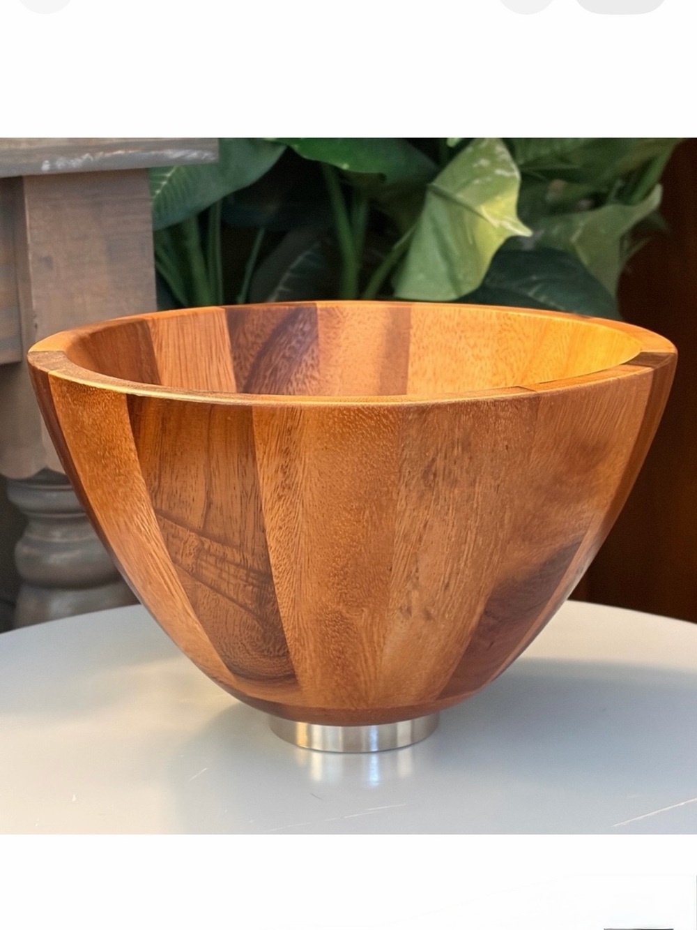 Michael Aram Small Wood Bowl Nickel Base 9.25” x 9.25” x 5.75”H - NEW/UNUSED